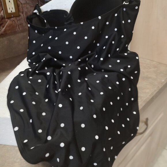 'OCEAN BLUES' 1PC BLACK POLKA DOT SWIMSUIT - Picture 4 of 4